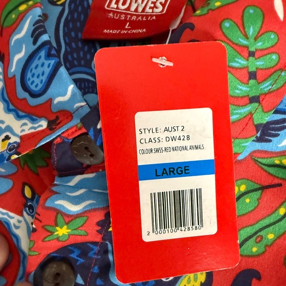 Lowes Australia Shirt Mens Large Red National Animals Short Sleeve NWT - Picture 4 of 7